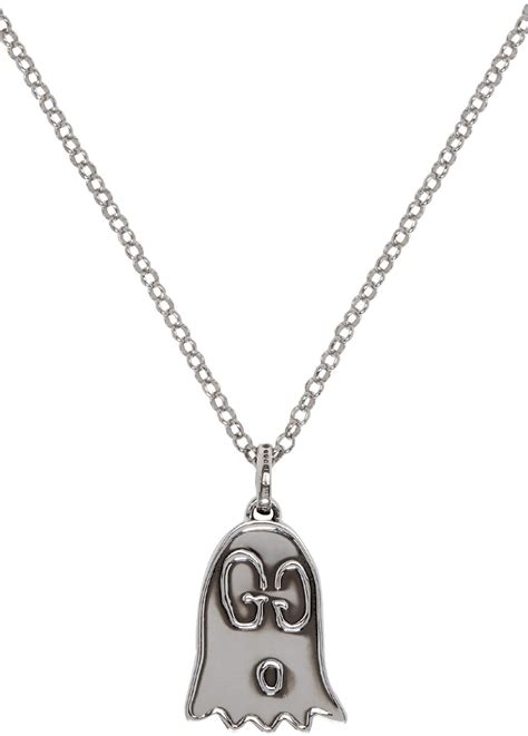 gucci ghost necklace men free shipping|gucci ghost pendant necklace in silver.